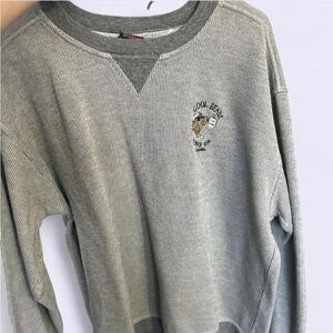 Vintage Cool Beans Grey & White Striped Crew